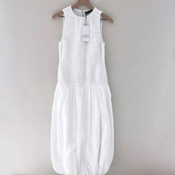 ZARA 100% COTTON POPLIN BALLOON DRESS Size XS New with Tags! - Picture 5 of 9